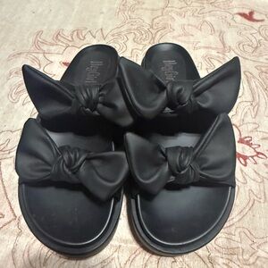 Elegant Black Bow Sandals